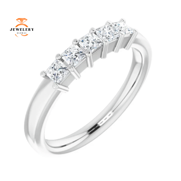 14KT Gold 1/2 CTW Princess Diamond 5 Stone Band