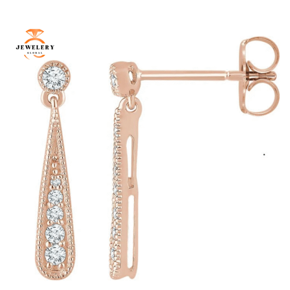 14KT GOLD 1/6 CTW DIAMOND TEARDROP EARRINGS - Image 6