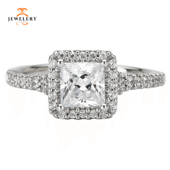 14KT 3/8 CTW DIAMOND HALO SETTING FOR 1 CT PRINCESS/CUSHION - Image 2