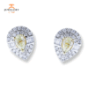 14K WHITE GOLD 0.63CTW YELLOW DIAMOND & 0.50CTW WHITE DIAMOND HALO EARRINGS