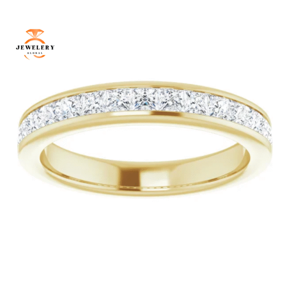 14KT GOLD 3/4 CTW PRINCESS CUT DIAMOND CHANNEL SET BAND - Image 4