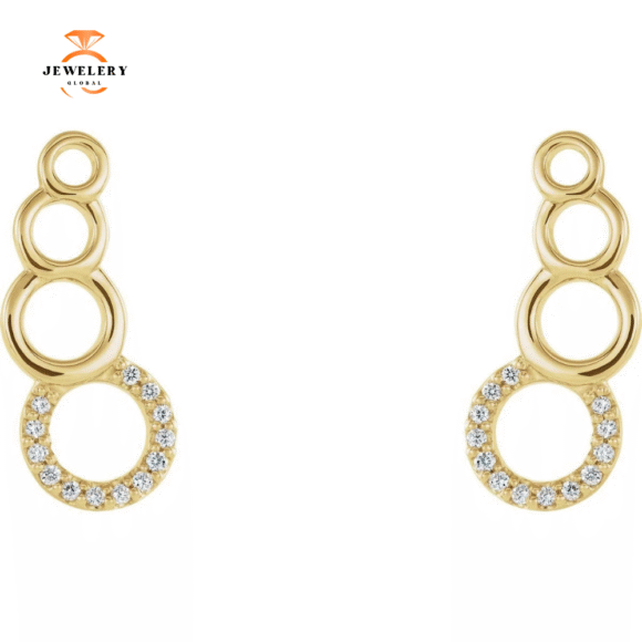 14KT GOLD 0.07 CTW DIAMOND GEOMETRIC EAR CLIMBER EARRINGS - Image 6
