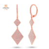 14KT Gold 0.91 CTW Double Diamond Pave Drop Earrings