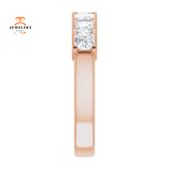 14KT Gold 1.00 CTW Princess Cut Diamond 7 Stone Band - Image 12