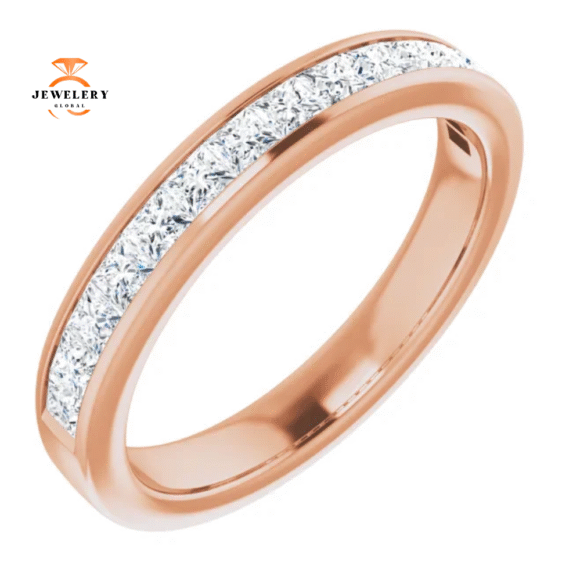 14KT GOLD 3/4 CTW PRINCESS CUT DIAMOND CHANNEL SET BAND - Image 5