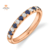 14KT GOLD 0.60 CTW ROUND SAPPHIRE & DIAMOND BAND