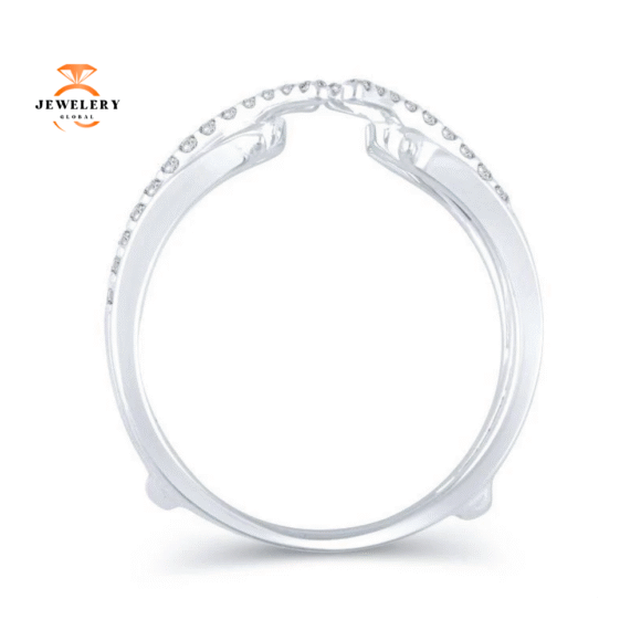 14KT GOLD 1/3 CTW DIAMOND 2 ROW FLARED INSERT BAND - Image 4