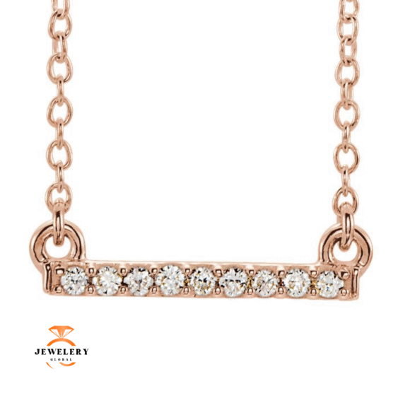 14KT GOLD 0.07 CTW PETITE DIAMOND BAR NECKLACE