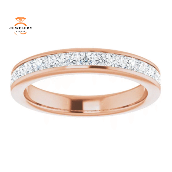 14KT GOLD 3/4 CTW PRINCESS CUT DIAMOND CHANNEL SET BAND - Image 6