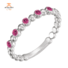 14KT GOLD 0.18 CTW PINK TOURMALINE BEADED STACKABLE RING
