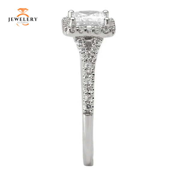 14KT 3/8 CTW DIAMOND HALO SETTING FOR 1 CT PRINCESS/CUSHION - Image 4