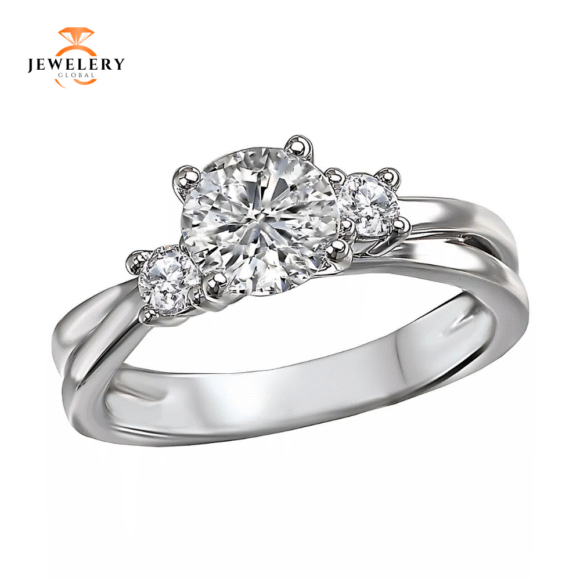 14K WHITE GOLD 1 1/5CTW DIAMOND 3 STONE RING