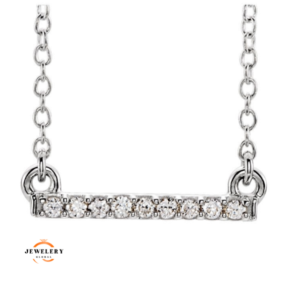 14KT GOLD 0.07 CTW PETITE DIAMOND BAR NECKLACE - Image 3