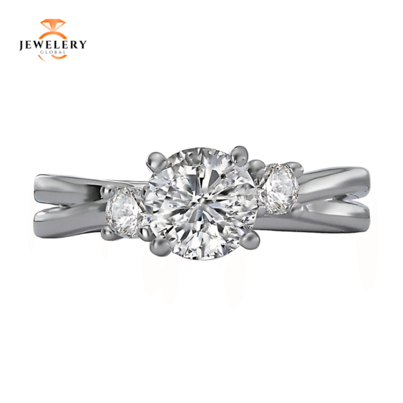 14K WHITE GOLD 1 1/5CTW DIAMOND 3 STONE RING - Image 2
