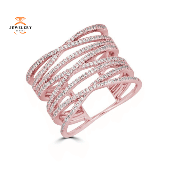 14KT GOLD 1/2 CTW DIAMOND TRIPLE CRISS-CROSS RING