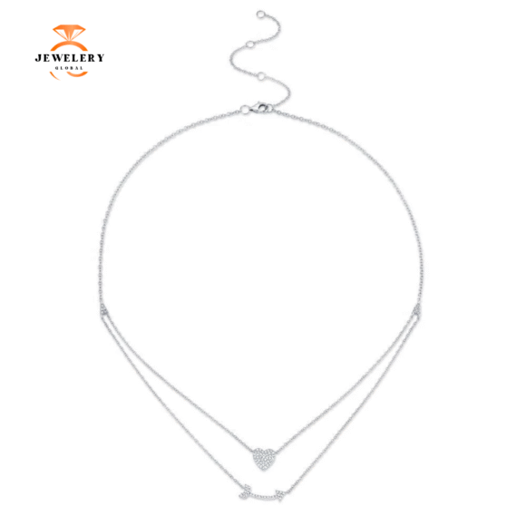 14KT GOLD 0.18CT DIAMOND PAVÉ HEART & ARROW NECKLACE - Image 3