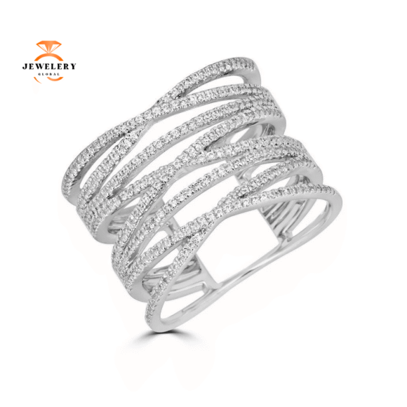 14KT GOLD 1/2 CTW DIAMOND TRIPLE CRISS-CROSS RING - Image 2