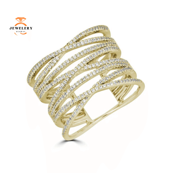 14KT GOLD 1/2 CTW DIAMOND TRIPLE CRISS-CROSS RING - Image 3