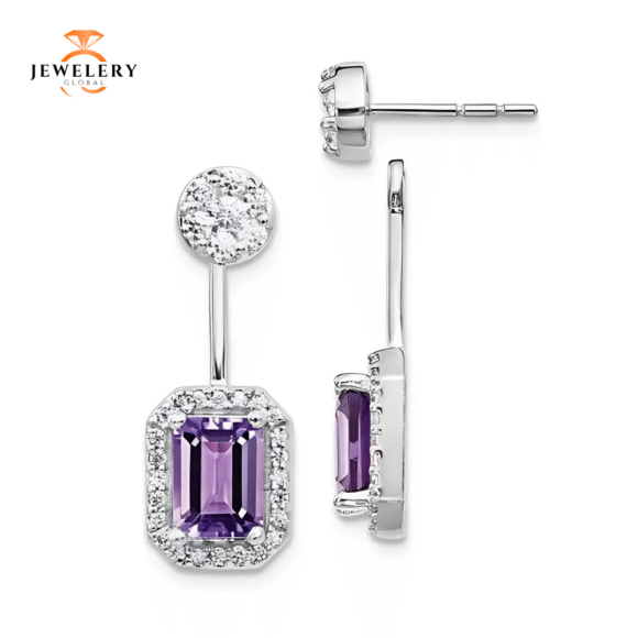 14KT 4.20 CTW & .63 CTW DIAMOND OCTAGON HALO EARRINGS