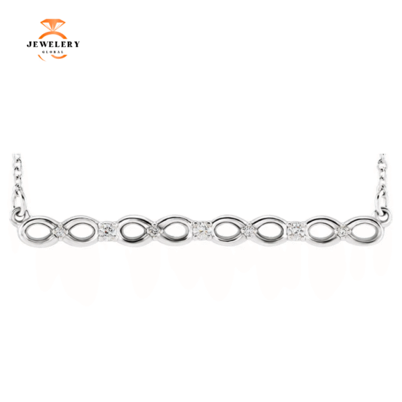 14KT GOLD 0.08 CTW DIAMOND INFINITY-INSPIRED BAR NECKLACE