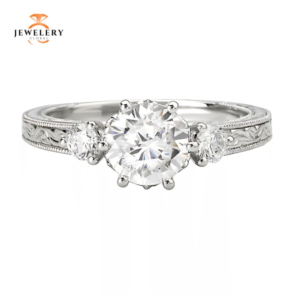14K WHITE GOLD 1 1/5CTW DIAMOND VINTAGE RING - Image 2