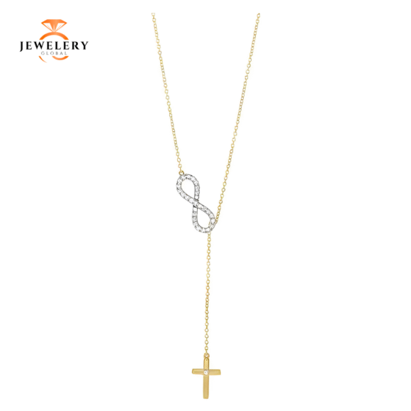14KT 1/5 CTW DIAMOND CROSS "Y" NECKLACE