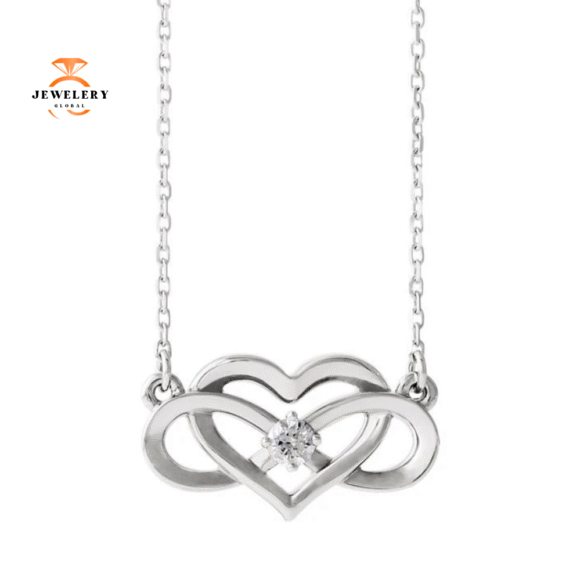 14KT GOLD 1/10 CTW DIAMOND INFINITY-INSPIRED HEART NECKLACE - Image 3