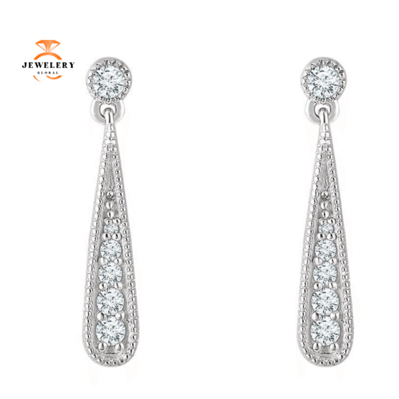14KT GOLD 1/6 CTW DIAMOND TEARDROP EARRINGS - Image 3
