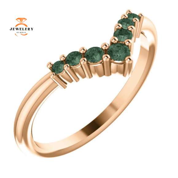 14KT GOLD GENUINE 0.23 CTW ALEXANDRITE GRADUATED "V" RING
