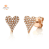 14KT ROSE GOLD 0.14 CTW DIAMOND PAVE HEART STUD EARRINGS