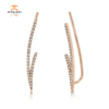 14KT GOLD 0.19 CTW DIAMOND 2-ROW EAR CLIMBER EARRINGS