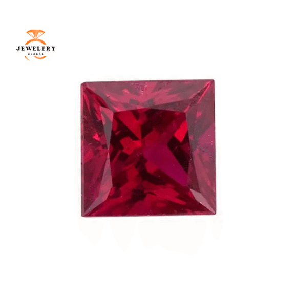 14KT GOLD 0.60 CTW RUBY & 0.33 CTW DIAMOND SQUARE 5 STONE BAND - Image 6