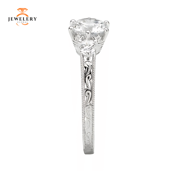 14K WHITE GOLD 1 1/5CTW DIAMOND VINTAGE RING - Image 3