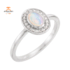 14KT GOLD 0.95 CT MOONSTONE & 1/10 CTW DIAMOND OVAL HALO RING