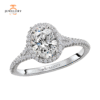 14K WHITE GOLD 1.20CTW DIAMOND OVAL DIAMOND HALO RING