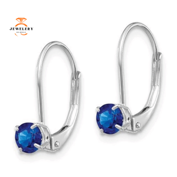 14KT GOLD 3/4 CTW ROUND BLUE SAPPHIRE LEVERBACK EARRINGS