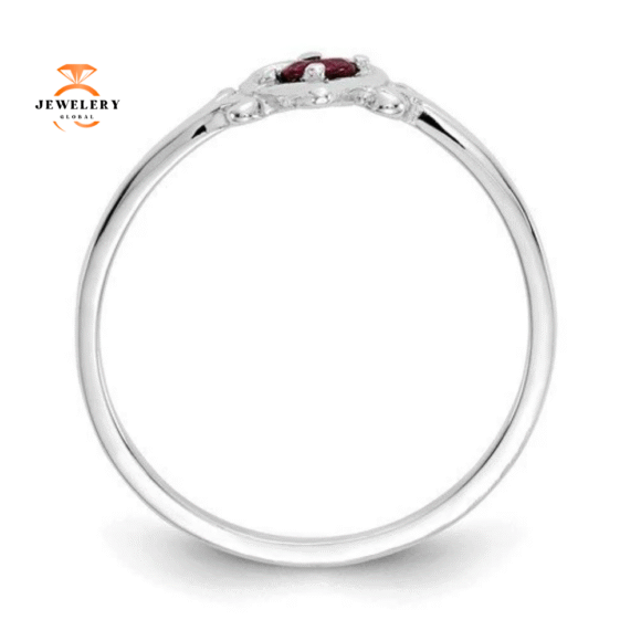 14KT GOLD ROUND RUBY BIRTHSTONE HEART RING - Image 2