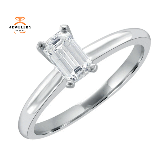 14KT WHITE GOLD 0.70CT EMERALD CUT DIAMOND SOLITAIRE RING