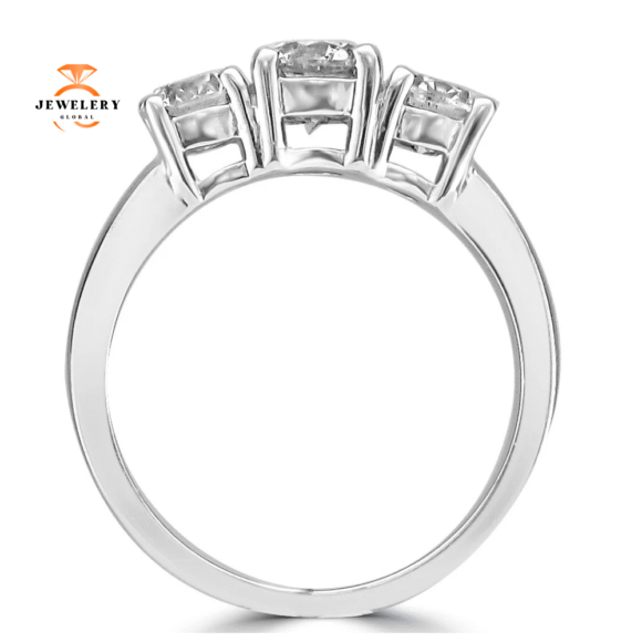 14KT White Gold 1 1/2 CTW Diamond 3 Stone Ring - Image 2