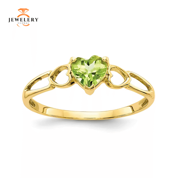 10KT GOLD POLISHED PERIDOT BIRTHSTONE RING - Image 6