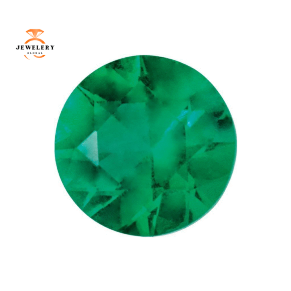 14KT GOLD 0.56 CTW ROUND EMERALD SHARED PRONG RING - Image 6