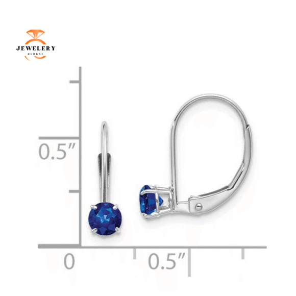 14KT GOLD 3/4 CTW ROUND BLUE SAPPHIRE LEVERBACK EARRINGS - Image 2