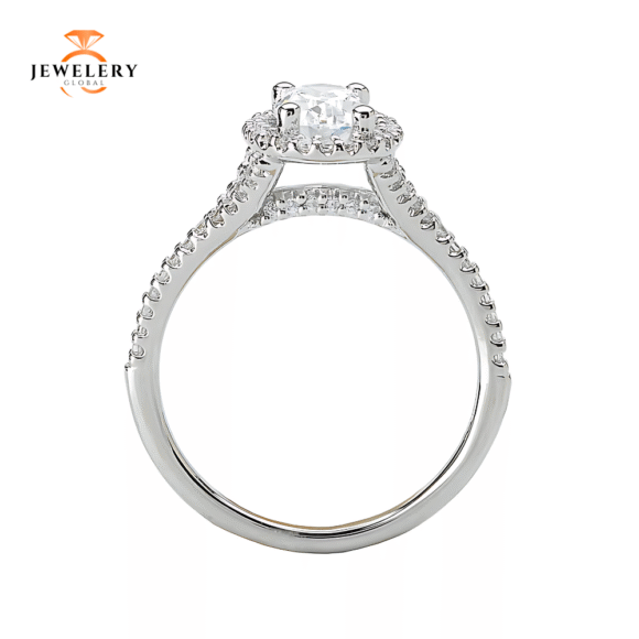 14K WHITE GOLD 1.20CTW DIAMOND OVAL DIAMOND HALO RING - Image 4