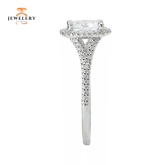 14K WHITE GOLD 1.20CTW DIAMOND OVAL DIAMOND HALO RING - Image 3