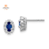 14KT GOLD 2/3 CTW SAPPHIRE & 1/5 CTW DIAMOND OVAL HALO EARRINGS