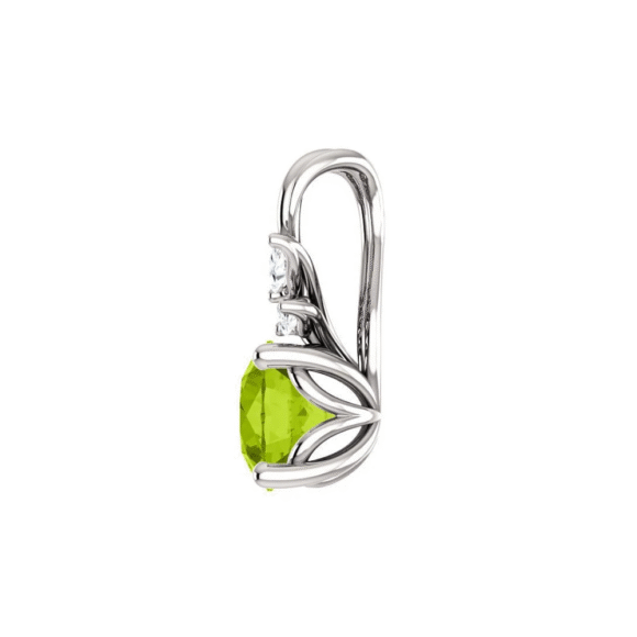 14KT GOLD 0.95 CT PERIDOT & 1/10 CTW DIAMOND FLORAL PENDANT - Image 3
