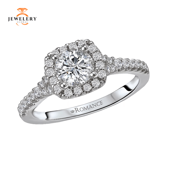 14K WHITE GOLD 1.38CTW DIAMOND CUSHION RING