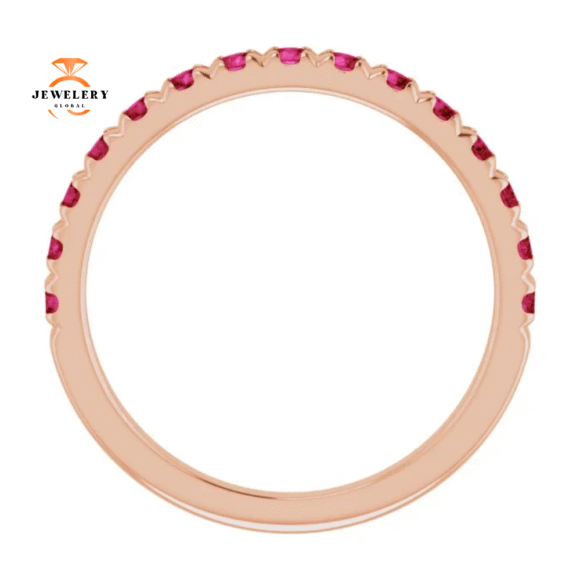 14KT GOLD 0.60 CTW RUBY FRENCH-SET ANNIVERSARY BAND - Image 2