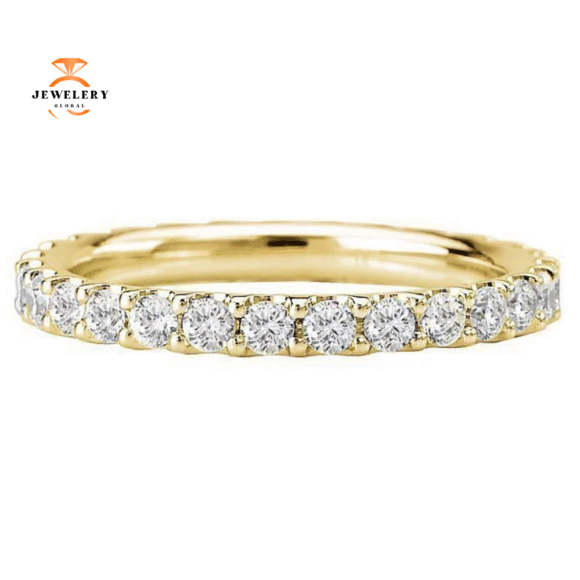 14KT GOLD 3/4 CTW ROUND DIAMOND 4/5 ETERNITY BAND - Image 3