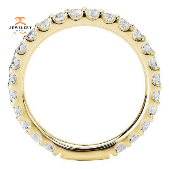 14KT GOLD 3/4 CTW ROUND DIAMOND 4/5 ETERNITY BAND - Image 4